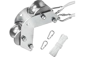 KILIXIN Heavy Duty Pulley Hoist System for Lifting with Steel Bearing Roller, Right Angle Lifting Pulley System for Material Handling and Lifting, with 16ft Rope and Dual Hooks for Construction Sites