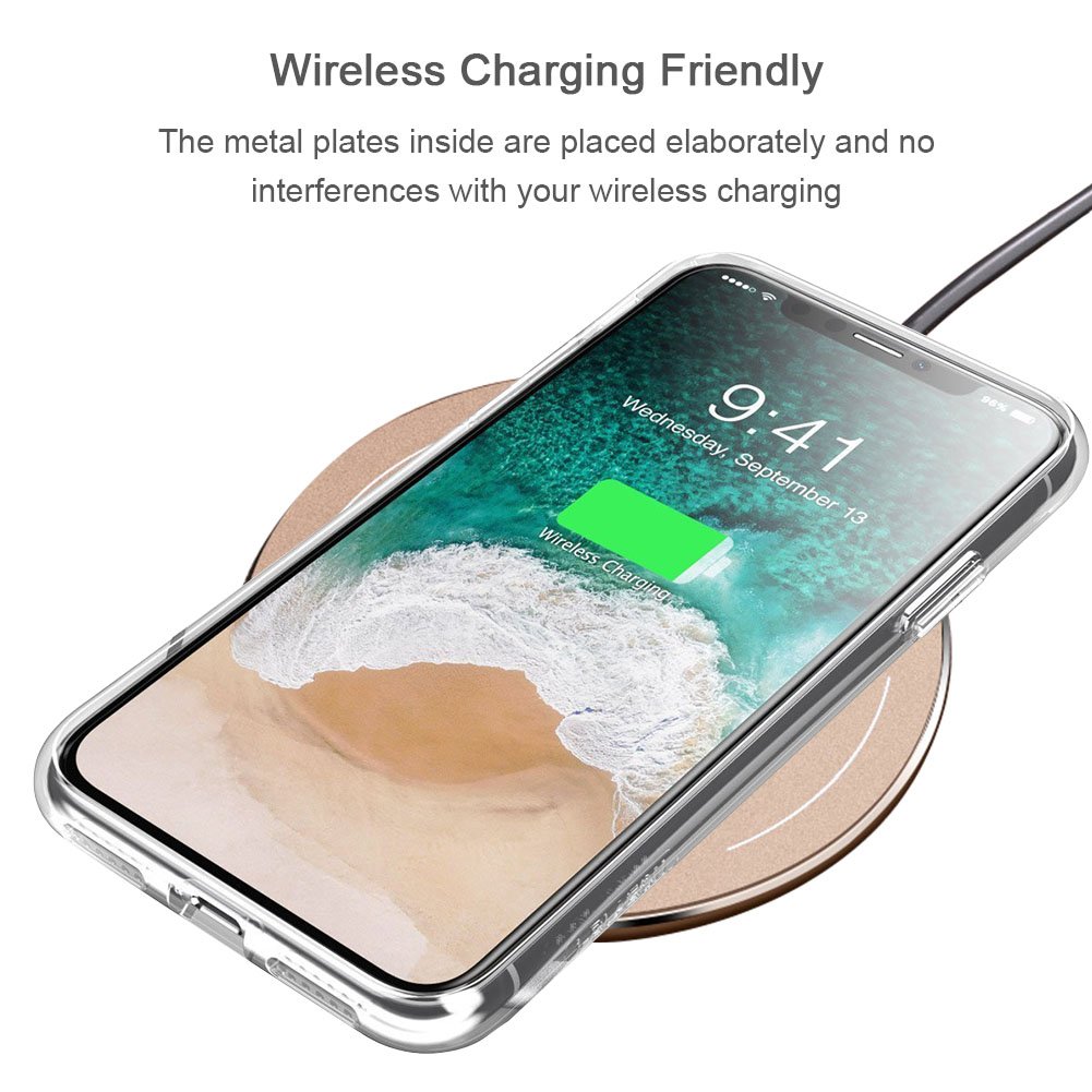 iPhone X Phone Case,WOWOGO Lightweight [Crystal Clear] TPU Back Cover [Qi Wireless Charging Compatible] Transparent Soft Flexible Protective Case for Apple iPhone X/iPhone 10 5.8\