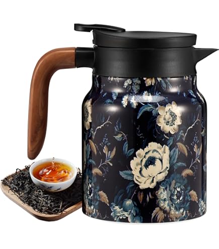 Carafe Thermique Pour Boissons Chaudes,Carafe Pour Liquides Chauds - Carafes à café à motif de fleurs vintage pour garder au chaud,Distributeur de boissons de 33,8 oz avec infuseur à thé et passoire