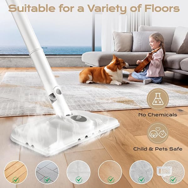 STEAM MOP ALL-IN-ONE FOR FLOOR CLEANING, MULTIPURPOSE STEAM CLEANER FOR HOME WITH LED DISPLAY SCREEN, DETACHABLE HANDHELD FLOOR STEAMER WITH SCENT CONTAINER AND STRAP FOR HARDWOOD,TILES AND CARPET