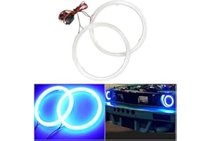 Qasim 1-Pair 100MM 72SMD COB LED Halo Ring Angel Eyes Motorcycle Car SUV Headlight Warning Lamp with lampshade Cover Blue 12V