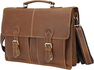 Texbo Vintage Italian Leather Messenger Bag for Men 16 Inch Laptop Briefcase Travel Bag with YKK Zippers