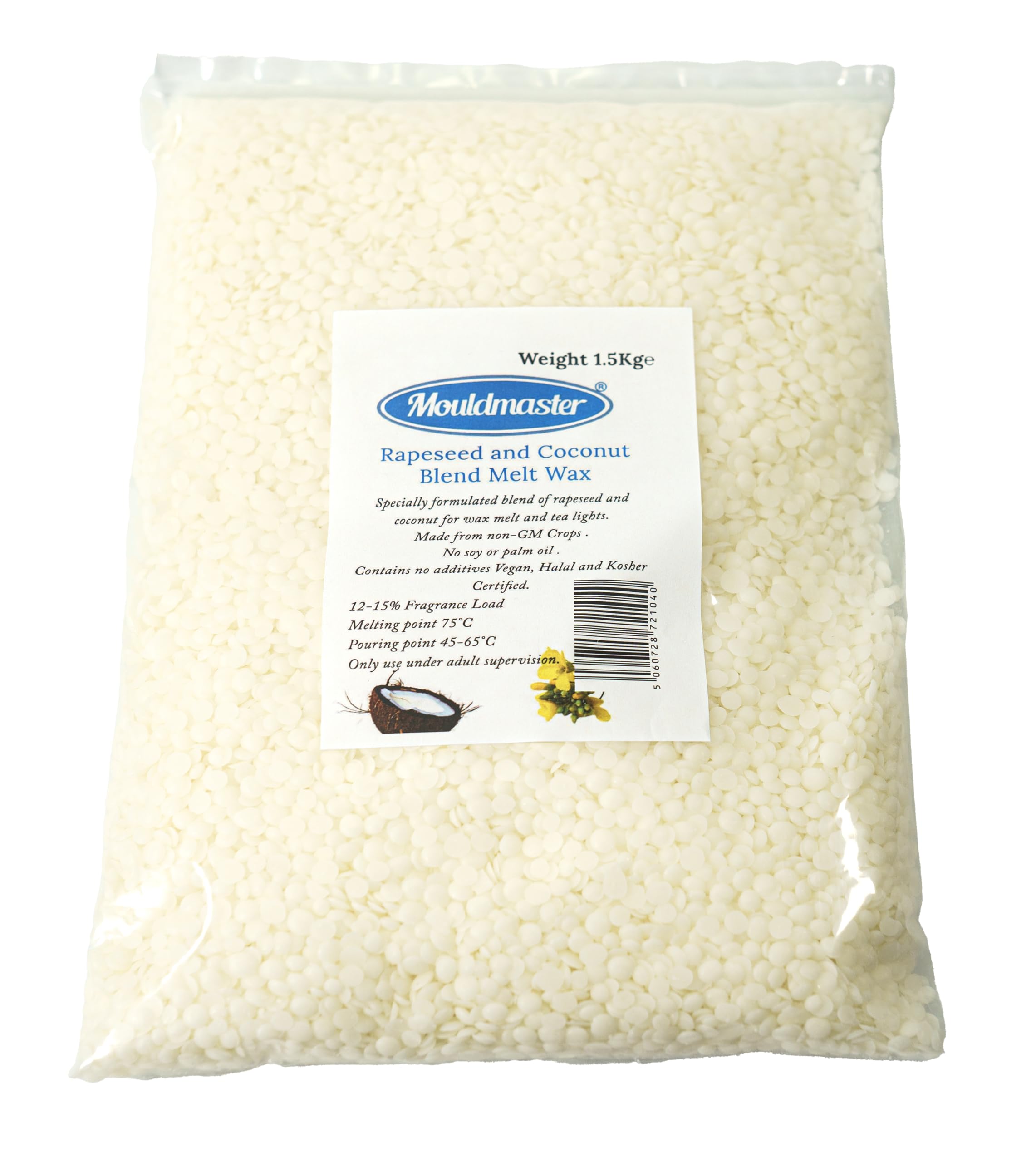 Rapeseed and Coconut Blend Melt Wax 1.5kg, White