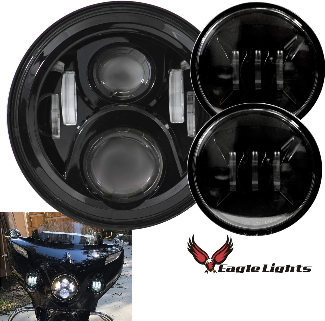 Eagle Lights LED Headlight Kit Black Generation 2 7 inch