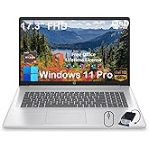 HP 17.3" Business Laptop Computer - with Office Lifetime License & External CD/DVD Drive, 17.3 inch FHD Display, Win 11 Pro, AMD 6-core Ryzen 5 7430U, 16GB RAM, 512GB SSD, Webcam, Wi-Fi 6
