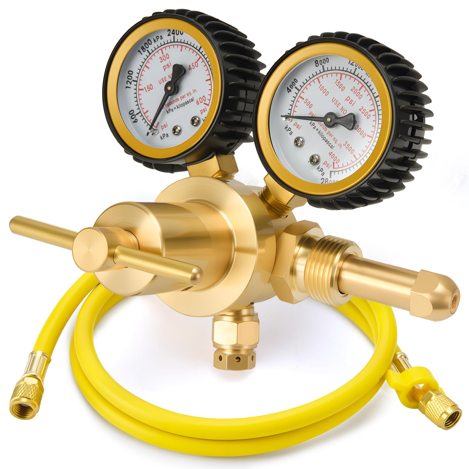 Photo 1 of Nitrogen Regulator, Nitrogen Tank Gauge HVAC with 5Ft Hose 0-600 PSI Delivery Pressure, CGA580 Inlet, 1/4" Male Flare Fitting