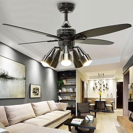 Huston Fan Modern Black Low Profile 48 Inches Ceiling Fan Light