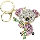 Cooplay Cute Lovely Koala Bear Animal Crystal Rhinestone Gold Crystal Keychain Charm Pendent Beautiful Accessories the Best Gift for Girl Women Purse Handbag Bag Keyrings (Purple)