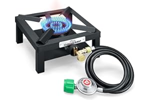 COOKAMP Propane Burner Angle Iron Camp Stove with CSA Listed Regulator and 4ft Hose (SA1200v2)