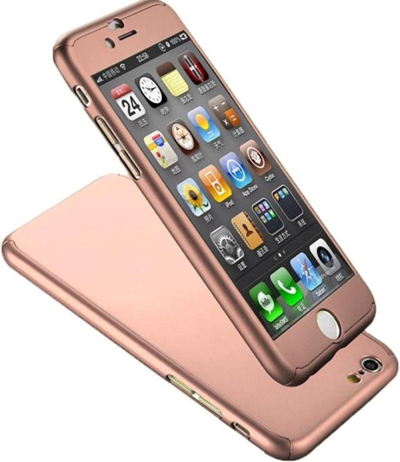 doopootoo New Hybrid Tempered Glass with Acrylic Hard Case Cover for iPhone 6s Plus (Rose Gold -1)