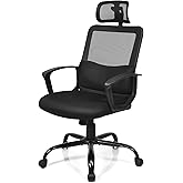 MEDIMALL Mesh Office Chair, Ergonomic High Back Computer Desk Chair with Adjustable Headrest & Lumbar Support, Rolling Task Chair with Rocking Function for Home Office
