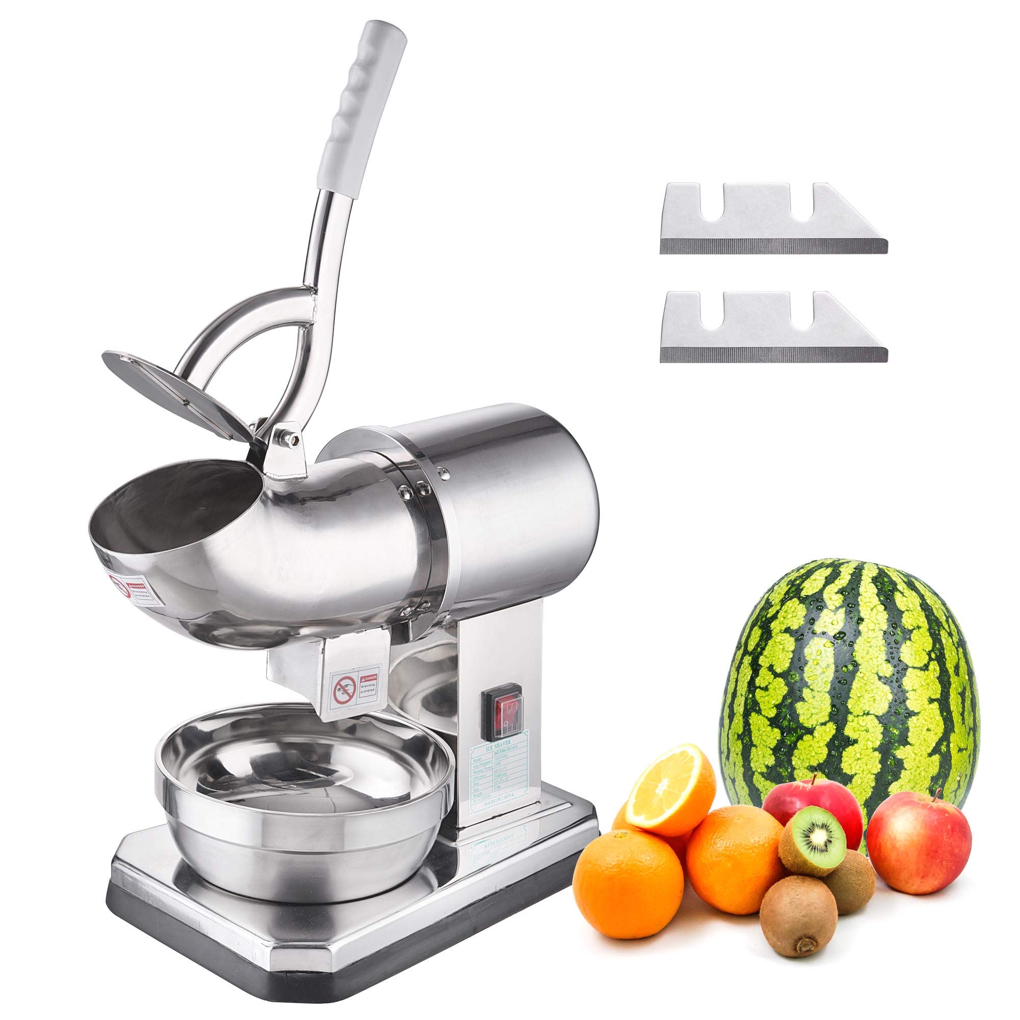 Electric Dual Blades Ice Shaver Snow Cone Machine Crusher Stainless Steel Bowl 2500 r/m