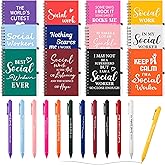 Hollowfly 12 Set Social Worker Appreciation Christmas Gifts for Social Worker Employee Coworker Staff Thank You Gifts Bulk, 12 Pcs Inspirational Spiral Notebooks and 12 Pcs Motivational Ballpoint Pens