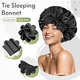 BONNET QUEEN Satin Bonnet for Sleeping Black Hair Cap Night Sleep Cap Scarf view 3