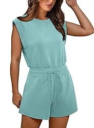 OFEEFAN Womens Rompers Cute Cap Sleeve Plain Summer