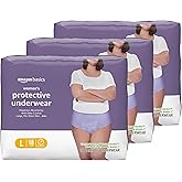 Amazon Basics Incontinence Underwear for Women, Maximum Absorbency, Fresh Protection, Postpartum, Disposable, Odor Protection, Comfortable Fit, Large, Lavender, 54 Count (3 Packs of 18)
