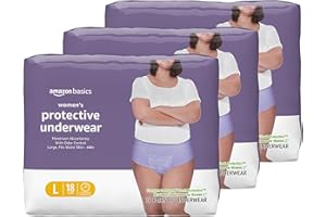 Amazon Basics Incontinence Underwear for Women, Protective, Disposable, Postpartum, Maximum Absorbency, Large, Lavender, 54 Count (3 Packs of 18)