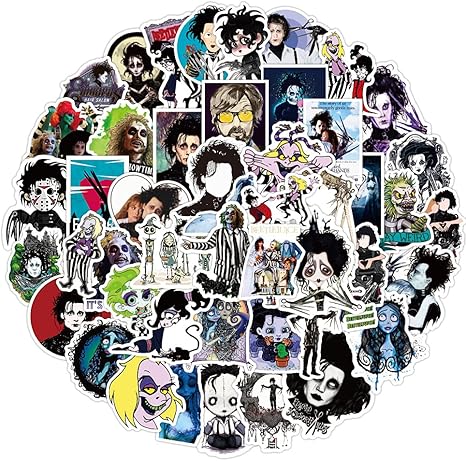 Amazon シザーハンズ ティム バートンのコープスブライド ナイトメアー ビフォア クリスマス ハリウッド映画 欧米映画 洋画 アニメ ステッカー50枚 ステッカー デカール 車 バイク