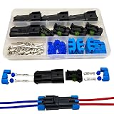 Twippo 14-12 AWG 2 Pin Connector Weather Pack Connectors Kit 2 Wire Waterproof Automotive Electrical Plug Connectors Quick Connect and Disconnect (4 Set)