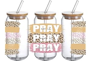 DTHOME3 UV DTF Glass Cup Wrap Transfer Decal-3PCS Christian Gifts for Women Pray On It Pray Over It Pray Through It Craft Transfers Waterproof Decal for 16oz Glass Cups - Ceramic Mug DIY Crafts