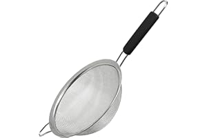 Makerstep 8 Inch Large Mesh Strainer, Stainless Steel, Mesh Sieve with Insulated Handle, Sifter for Rice, Quinoa, Coffee and Tea