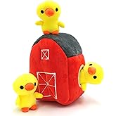 MODERN WAVE - Interactive Squeaky Plush Hide and Seek Squirrel Type Puzzle Toy for Dogs, Medium/Large Size (Farm and Ducks)