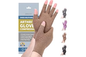 DRNAIETY Arthritis Compression Gloves- for Men & Women Hand Pain, Anti-Slip Fingerless Gloves for Typing Daily Work (M, Khaki)