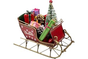 YCHTEWY-Red Santa Sleigh Christmas Decor for Table Top Holiday Home Decorations Decoration with Rustic Charm, Metal Christmas Decor ，Unique Blend of Vintage, Rustic, Decor for Table Top Decor. (G)