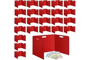 ZSMKJIAYE 24 Pcs Desk Dividers for Students 14 × 17.5 × 14 Inch Plastic Waterproof Privacy Folders Shields Test Dividers with Red Classroom Privacy Boards for School Study Teacher Supplies(Red)
