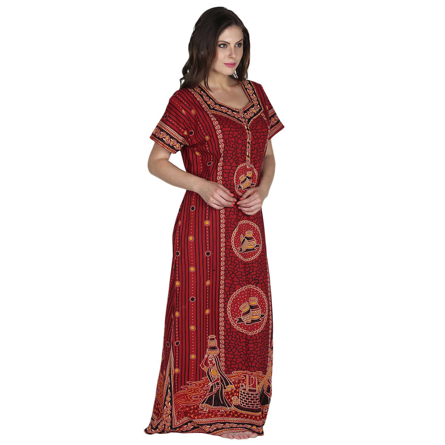 secret wish women's cotton red nighty, nightdress