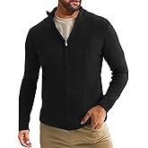 Runcati Mens Full Zip Cardigan Sweater Casual Waffle Stand Collar Knitted Winter Chunky Sweaters
