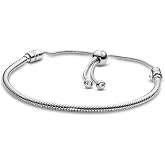 PANDORA Jewelry Moments Slider Snake Chain Charm Cubic Zirconia Bracelet in Sterling Silver