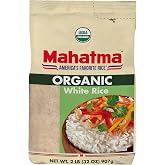 Mahatma Organic White Rice, 2lb Bag | Long-grain white rice for stovetop or microwave, quick and easy to cook, gluten-free, vegan, kosher, non-GMO, bulk bag