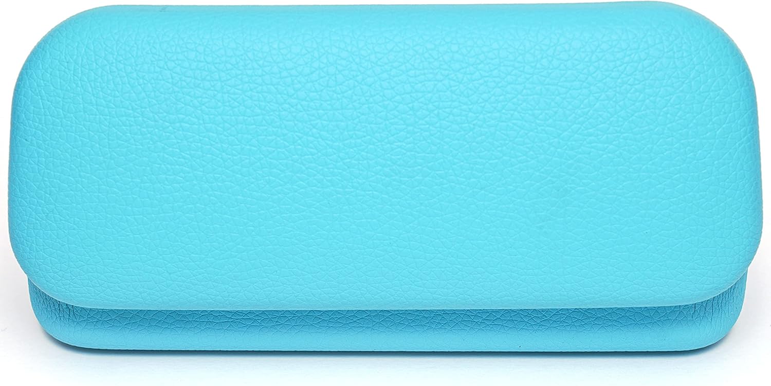 BLINKBAZAAR LARGE FAUX LEATHER EYEWEAR EYEGLASSES SUNGLASSES HARD CLAM SHELL CASE BLUE at  Women’s Clothing store