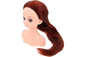 SKISUNO Mannequin Head for Braiding Practice with Brown Synthetic Hair – Hairdresser Styling Doll for