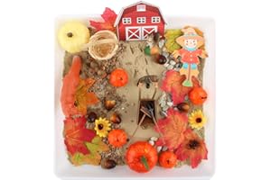 VMNlooking Fall Sensory Bin for Kids, Autumn Leaves Sensory Bin Toys for Preschoolers Fine Motor Toys(Orange)