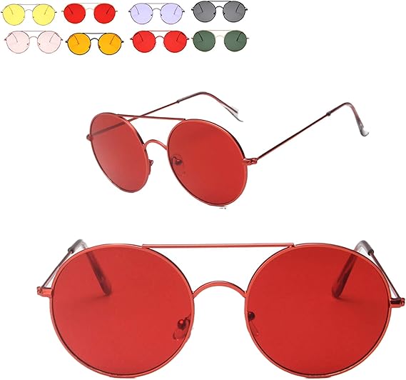 Amazon Co Jp 9カラー サングラス レディース Uvカット Uv400 偏光 レンズ レトロ丸型 最新 Sunglasses Women 紫外線カット 赤 レッド 服 ファッション小物