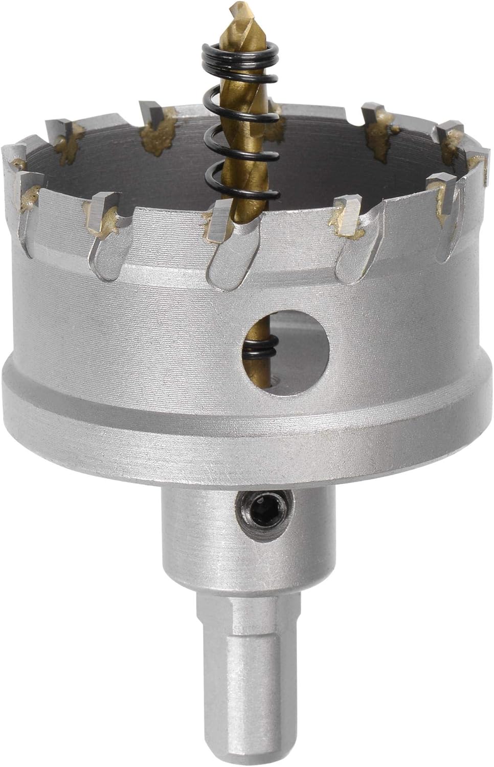 sourcing map 60mm Carbide Hole Cutter, Hole Saws for Stainless Steel Sheet Metal Non-slip Triangular Shank Limit Step