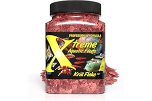XTREME AQUATIC FOODS Xtreme Krill Flakes - Premium Max Protein Freshwater Fish Food with 100% Krill and Shrimp, & Vitamins for Optimal Immune and Digestive Health, Boosts Color & Energy – USA Farm Grown (3.5oz)