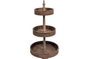 CREATIVE CO-OP Decorative Wood & Tin 3 Tier Tray