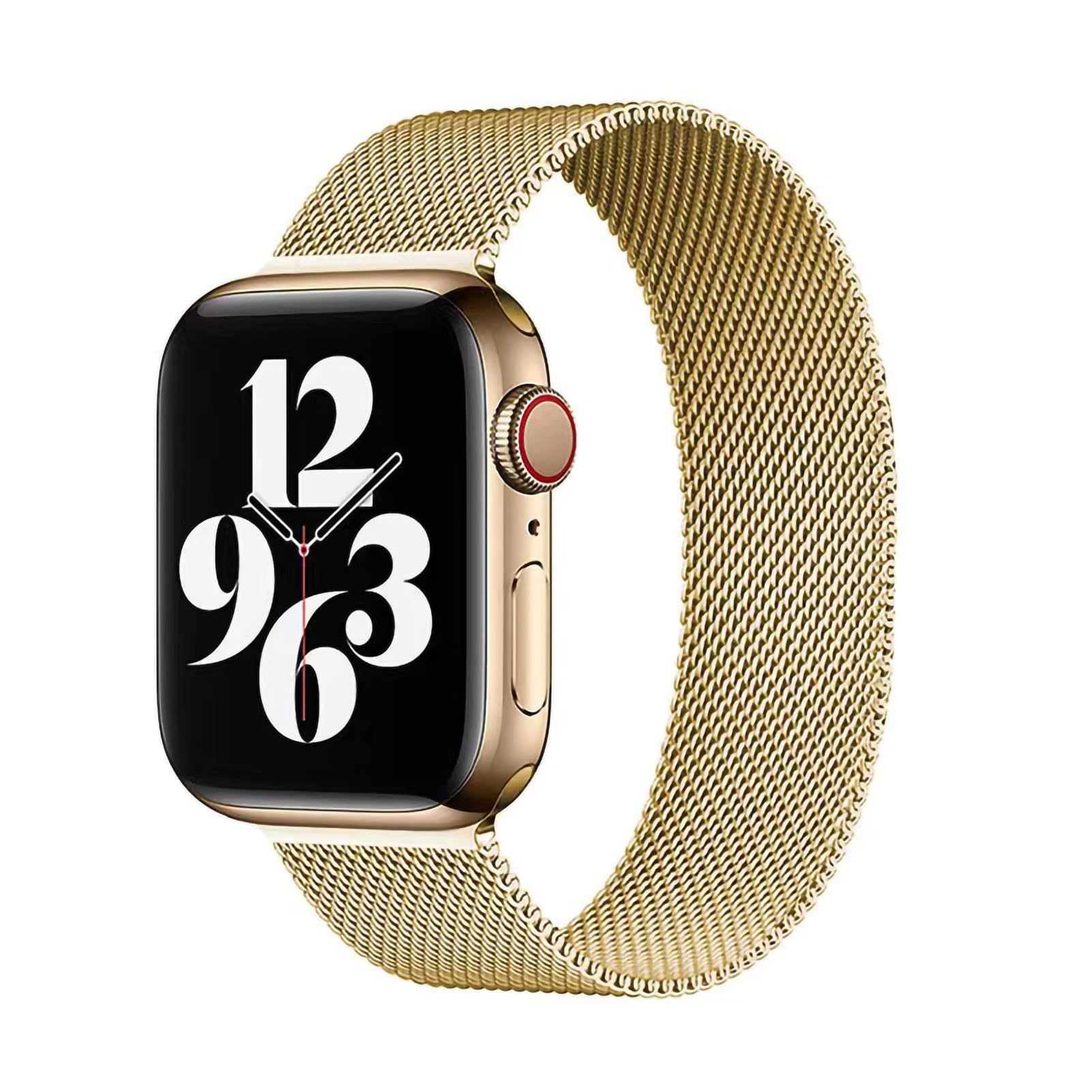 KAMINRUN Mesh Metal Bands Compatible with Apple Watch Band 42 mm 44 mm 45 mm 49 mm, Stainless Steel Magnetic Loop Strap, 44 MM