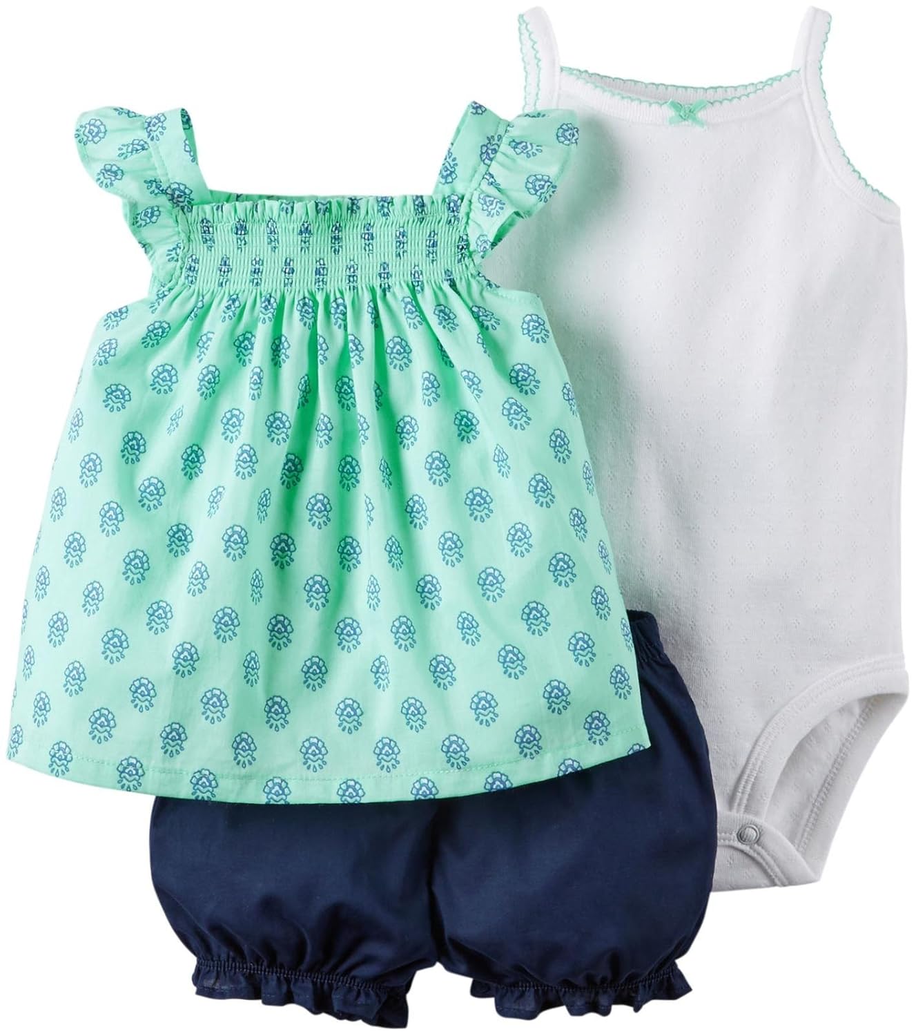 Carter's Baby Girl Diaper Cover Set Mint Geo Print Clothing