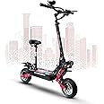GooBee Adults Electric Scooter 5600W/1200W Motors Up to 55/39 MPH, 60V/52V Battery 60/43 Miles Long Range, Dual Suspension and Hydraulic Disc Brakes, 10" Fat Tires Fast Scooter for Adults with Seat