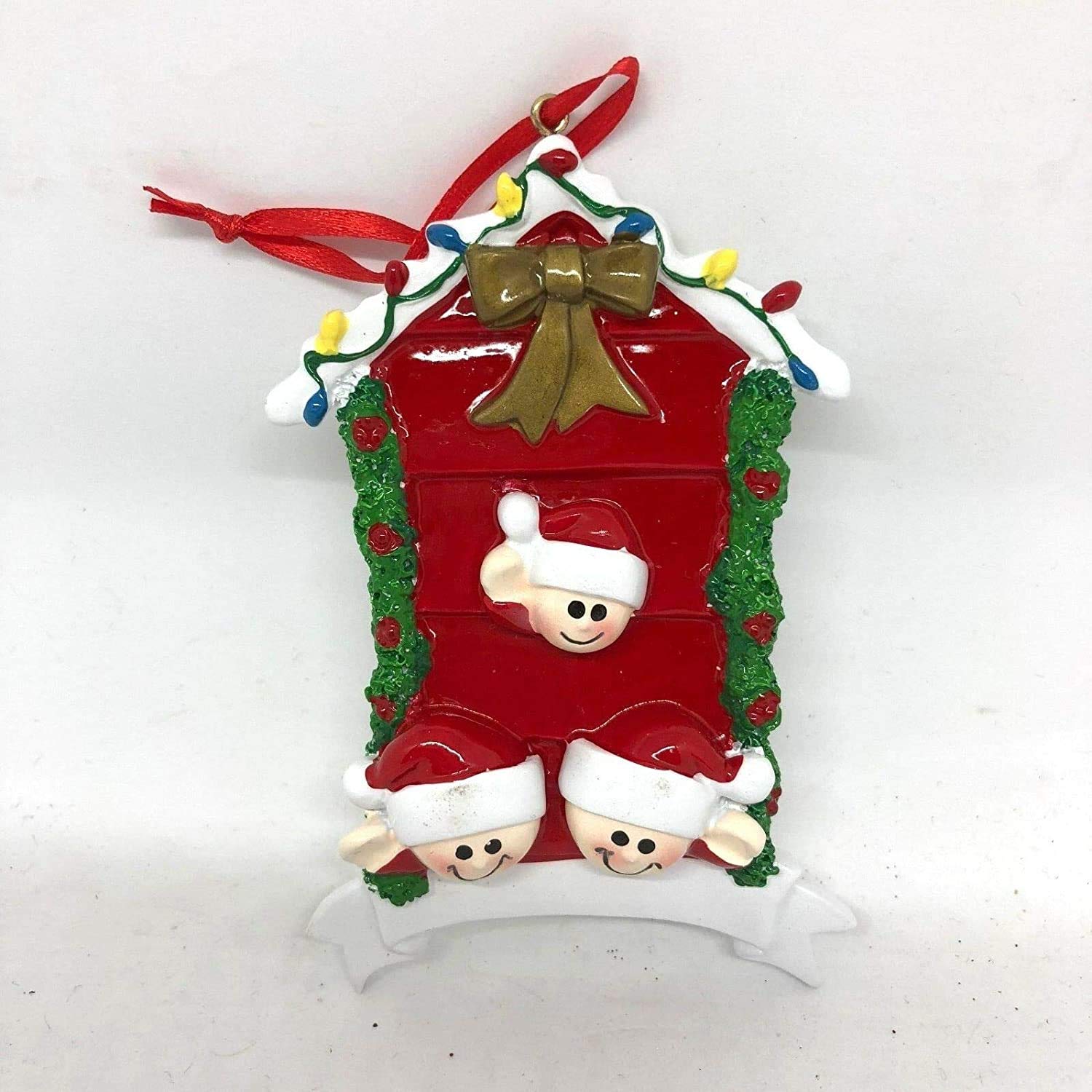 Royal County Personalise Your Own Resin Christmas Tree Hanging Decorations - Family on Door of 3