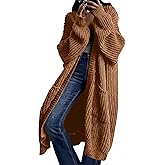 AUGCONE Women's Oversized Cardigans Sweater Long Coat Knit Fall Winter Cozy Outfits with Pockets