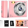 Jazeyeah Pink Digital Camera FHD 1080P Kids Camera with 32GB Card, Digital Point and Shoot Cameras with 16X Zoom Anti Shake, 48MP 2.8 Inch LCD Screen, Gift for Kids