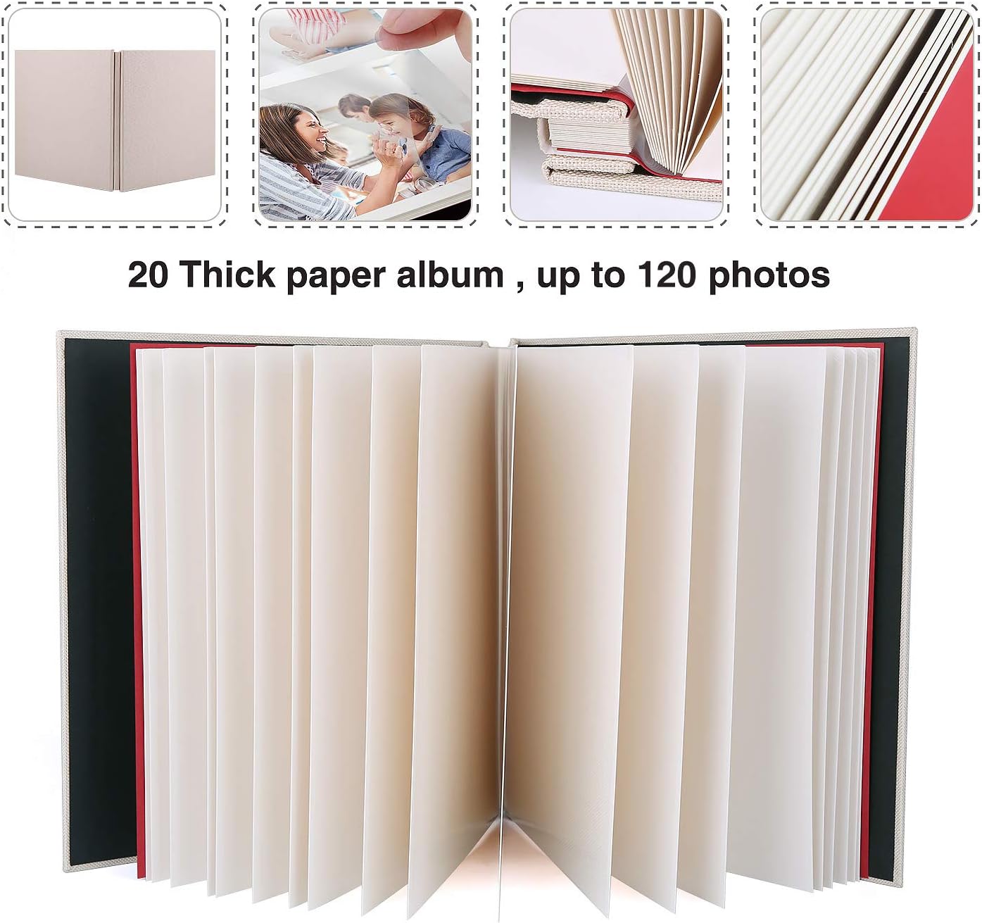 Minlna Photo Album Scrapbook Linen Art with Protective Film Save Images Permanently - Image 5