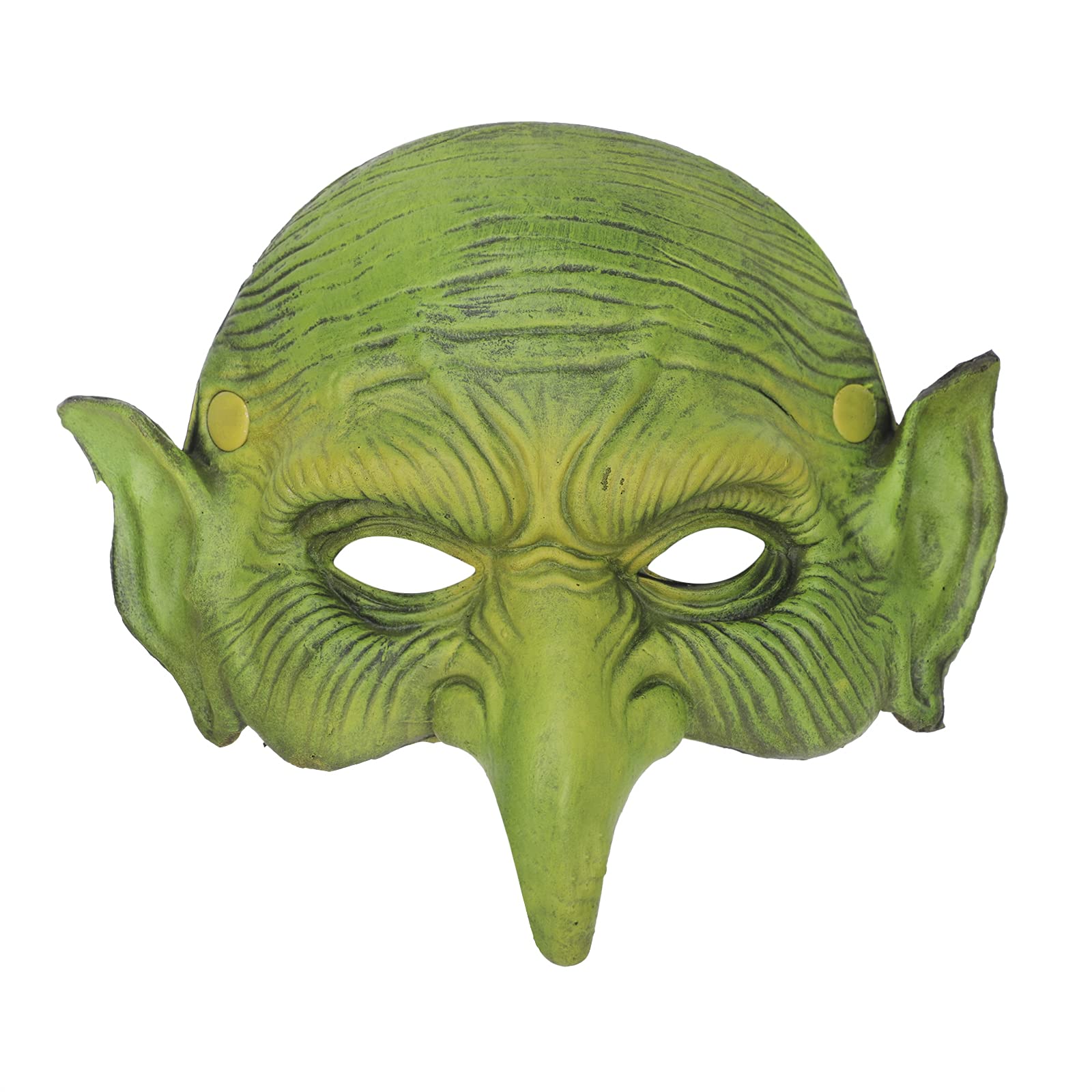 Halloween Scary Witch Mask PU Foam Half Face Green Goblin Mask Face Cover Headwear Without Chin for Women Halloween Cosplay Carnival Party Dress Up Costume Props(Green Witch)