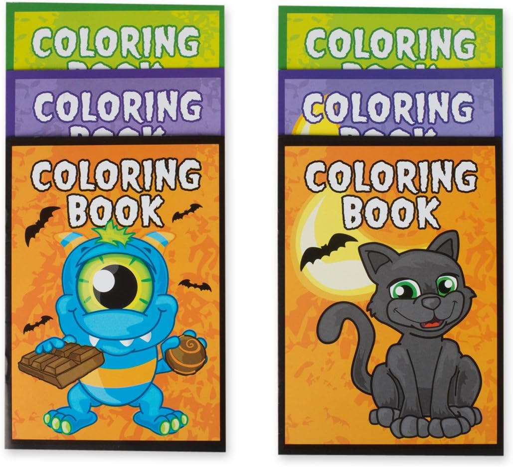 Neliblu Halloween Coloring Books for Kids 24 - Halloween Treats for Treat or Treaters, Halloween Party Favors Non Candy Halloween Treat Alternative for Kids (Pack of 24): Toys & Games