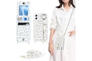 DEYHU iPhone 12 Mini Case with Card Holder for Women, iPhone 12 Mini Phone Case Wallet with Strap Credit Card Slots Crossbody with Kickstand Zipper Case for iPhone12mini - White Leopard